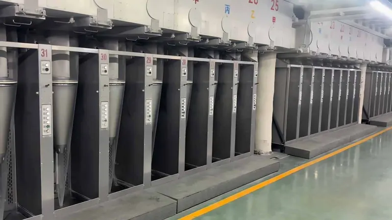 Polyester fiber spinning equipment inside a Hongbo production facility