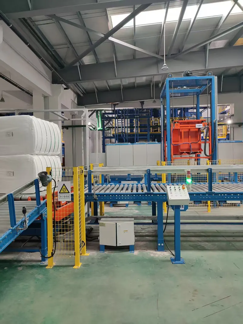 Automatic fiber baling and packing equipment with wrapped bales